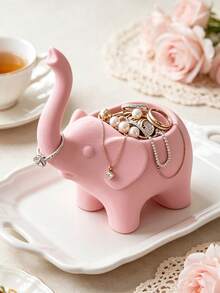 Elephant Shaped Cute Design Tray Jewelry Storage Organizer, Living Room Desktop Organizer And Home Decor, Multi-Purpose Desktop Decoration, Suitable For Jewelry, Keys, Wireless Earphones, Storage, Suitable For Placing Small Items, Home Decor, Commemorative Gift, Birthday Gift - Multicolor - View 8