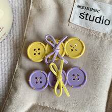 2pcs Korean Style Cute Button Hair Clips For Women, Colorful Bowknot Side Clips, Sweet Versatile Forehead Bangs Hair Clips, Daily Outing Photo Atmosphere Hair Accessories - Multicolor - View 4