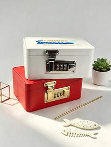 Jewelry Organizer With Sardine Pattern, Jewelry Box With Combination Lock, Hair Accessory Storage Case. Portable Card Storage Box, Daily Miscellaneous Storage, Suitable For Travel, Dorm, Home, Office, Birthday Gift, Halloween Christmas Gift - Multicolor - View 3