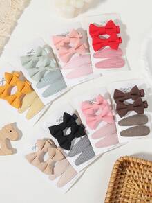 4pcs Macaron Solid Color Bow & Plaid Water Drop Clips, INS Style Side Bang Hair Accessories For Girls - Mixed color - View 5