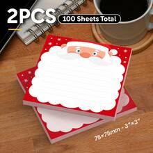 Paket 2 Buah Kertas Tempel Bertema Santa Claus, Bantalan Memo Perekat Lucu untuk Liburan, Kertas Tempel Persegi 75x75mm, Total 100 Lembar, Bagian Belakang Dapat Dilepas, Cocok untuk Kantor, Rumah, dan Penggunaan Sehari-hari - 7,8*7,5 - View 9