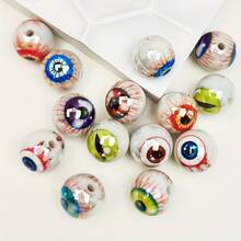 10/20 Pieces Glossy Double-Sided Eyeball Beads – Multicolored Acrylic – Ideal For Jewelry And Crafts – Perfect For Halloween And Party Decorations - White - View 3