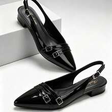 Sepatu Hak Tinggi Wanita Serbaguna untuk Perjalanan Kerja dan Komuter dengan Gesper - Hitam - View 1