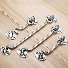 1/2pcs/Set Heavy Duty Stainless Steel Window Hook & Gate Latch, Multi-Size Solid Windproof Lock, Reinforced Silver/Black Hardware For Wooden Windows, Doors & Gates, Home Security Fixing, Ideal For Home Renovation, Christmas & New Year - Multiple Styles - View 1