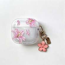 Transparent Butterfly Lily Flower Protective Case Compatible With Apple Pro 2nd Generation Wireless Bluetooth Earbuds Pro Soft Minimalist Unisex Protective Shell 2 3rd Generation Girl 4th Generation Protective Shell - Pink - View 13