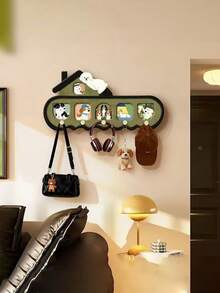 1pc Vintage Cat Pegboard Key Holder Hook, Chinese Style Decorative Wall Rack, Perforated Entryway Door, Living Room, Bedroom - Multicolor - View 2