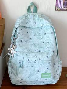 Cartoon Star Print Backpack, Girls' College Style School Bag For Elementary, Middle And High School Students, Large Capacity Multi-Pocket Casual Backpack For Daily Commute, School, Travel, Shopping, Outdoor Outings, Sweet And Cute Gift Bag - A - View 12