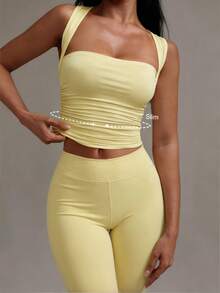 XLLAIS Fashionable Yellow Lapel Casual Vacation Slim Fit Women's Camisole Top, Suitable For All Seasons - Yellow - View 2