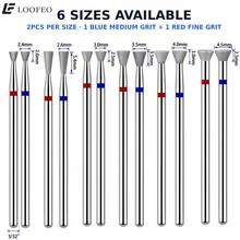 2Pcs Inverted Trapezoid Diamond Nail Drill Bits With Red & Blue Grit Rings For Excess Gel Removal, Nail Surface Prep, Shaping And Edge Refinement - Multicolor - View 5
