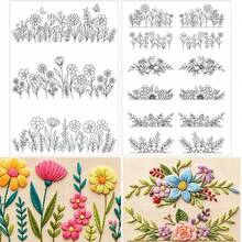 Water-Soluble Embroidery Stabilizer Patch Paper, Multiple Curved Spring Floral Borders, Mixed Roses, Sunflowers, Daisies And Green Leaves Washable Transfer Patterns, Suitable For Adult Embroidery Enthusiasts - A090 - View 19