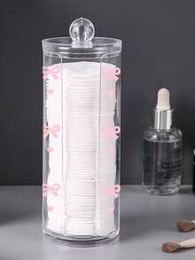 The Bow-Adorned Cotton Pad Storage Box Is Perfect For Organizing Beauty Supplies Or Displaying Items On Your Desk. With Its Transparent Design, It Makes An Excellent Gift For Women For Christmas, Halloween, Or Thanksgiving. - Multicolor - View 20