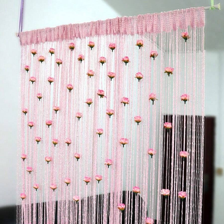 String Curtain Panels Door Fly Screen Room Divider Hanging Rose Flower Curtains - UK-l434002 - View 1