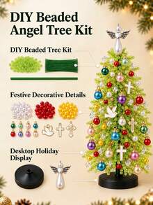 1pc DIY Beaded Christmas Tree Set, Create Your Own Sparkling Holiday Decoration, Crystal Christmas Tree Holiday Craft Kit, Suitable For Adults, Crystal Beaded Halloween & Christmas Tree Making Set, Holiday Tabletop Decor, Halloween And Christmas Gift - Multiple Styles - View 6