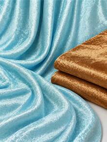1pc Coffee And Sky Blue Velvet Fabric, Elastic Skin-Friendly Textile, Suitable For Clothing Sewing, Photography Backdrop, Sofa Covers, Cushion Covers And Various Handmade DIY Craft Projects - Multicolor - View 1