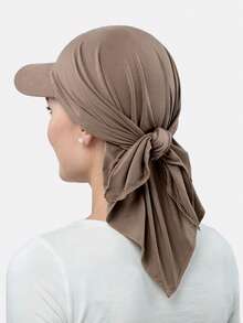 1pc Women's Duck Bill Cap With Elastic Band, Baseball Hat With Ribbon, Sun Protection Hat Suitable For Daily Use, Polyester Material - Khaki - View 5