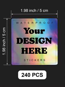 1/50/100/240pcs 1-8cm Custom Labels – Personalized Design White/Holographic/Clear Square Stickers For Business Logo, Waterproof Customizable Unique Designs Square Sticker Labels For Candle Jar, Birthday Cup, Cosmetics Bottle, Packaging - Square - View 47