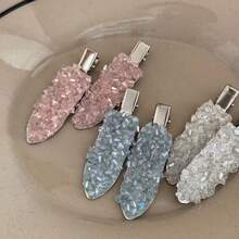 2/3pcs Shiny Palace Style Iron Full Rhinestone Crystal Seamless Hair Clips Duck Mouth Clips Sweet Fashion Bangs Side Clips Hair Accessories Suitable For All Seasons Headband - Multicolor - View 1