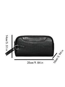 Storage Handbag, Large Capacity Business Handbag, Double-Layer Toiletry Bag, Wallet - Black - View 2