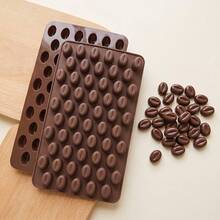55-Cavity Mini Coffee Bean Shaped Silicone Mold, Suitable For DIY Chocolate, Candy, Pudding, Dessert, Cake Decoration Inlay, Cookie Baking Mold - Multicolor - View 2