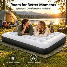 Three-Color Optional Single-Size PVC Flocking Air Mattress, Honeycomb Support Portable Air Bed, Lightweight Flocking Air Mattress For Camping, Travel, Guest Rooms And Temporary Bedding - Black and White - View 5