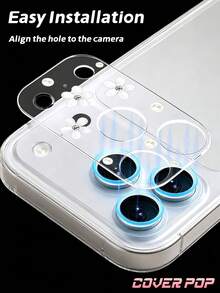 1pc Exquisite White Floral Pattern Phone Lens Protector, Compatible With Phone 17 Pro/17 Pro Max/18 Pro/18 Pro Max, Anti-Scratch Full Coverage Lens Protection, Sweet Healing Atmosphere Phone Accessory, Birthday Holiday Gift For Girls, Family And Friends - Clear - View 8