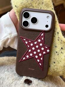 Y2K White Polka Dot Wine Red Star Pattern Faux Leather Shockproof Protective Phone Case Compatible With IPhone 18 Pro Max 18 Pro 17 Pro Max 17 Pro 16 Pro 16 Pro Max 15 Pro Max 15 Pro 14 Pro Max 14 Pro 13 Pro Max 12 Pro Max 12 Pro 15 11 Cover Retro Hot Girl Cute Phone Shell - Polka Dot Stars - View 5
