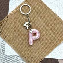 Cute 3D Bubble Letter Keychain, Bright Pink Y2K Preppy Style Initial Key Ring, Car Key Accessory And Personalized Bag Charm, Sweet Bright Pink Initial Key Ring, Cute Car Key And Bag Charm, Sweet Gift For Friends And Girls - Multicolor - View 37