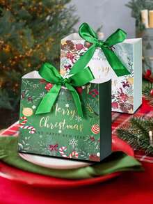 8pcs Merry Christmas Gift Bags, Mini Christmas Bags, 5.1 * 4.5 * 2.2 Inches, With Bow Ribbon, Small Paper Gift Packaging Bags, With Transparent Window, Suitable For Holiday Parties, Birthdays And Theme Celebrations, Christmas Gift Packaging Decoration - Multicolor - View 7