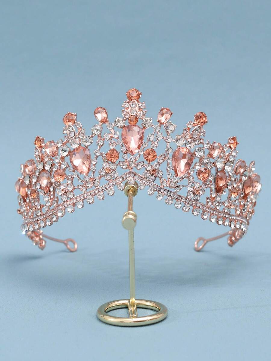 1pc Silver Baroque Bridal Glamorous Crown Wedding Ball Party Blue White Rhinestone Headpiece