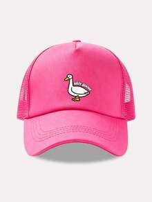1pc Women's Breathable Mesh Trucker Cap, Cute Animal Goose Printing Baseball Hat, Adjustable UV Protection Summer Beach Sun Hat - Multicolor - View 10