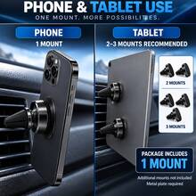1pc Universal 360° Rotating Magnetic Car Phone Mount, Clip-On Air Vent, Ultra-Strong Magnetic Hold, Stable, Anti-Shake, Non-Slip, All Smartphones Compatible, One-Hand Operation, Daily Commute, Road Trip, Fall Travel, Car Accessories, Holiday Gift - Black - View 7