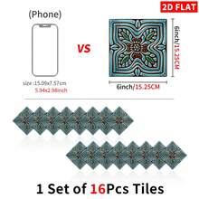 8/16/32/64pcs 6-Inch Vintage Floral Tile Stickers, Self-Adhesive Removable Wall Decals For Kitchen, Bathroom And Home Decor - C - View 16