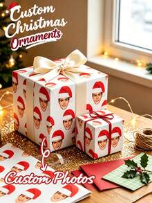 Customizable Christmas Gift Wrapping Paper Roll, Personalized Wrapping Paper, Fun Customized Gift Wrapping, Suitable For DIY Christmas Gift Wrapping, Smooth And Durable Paper, Christmas - Multicolor - View 2