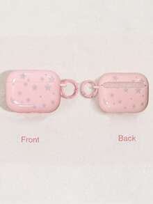 Korean Style Minimalist Semi-Transparent Pink Polka Dot + Ring Earphone Case Suitable For AirPodspro3 New AirPodspro2 Protective Cover Pro Cute Apple AirPods4/AirPods5 Minimalist AirPods3 Personalized 1/2/4/5 Generation Girls Earphone Case Protective Cover - Grey Stars + Round Buckle - View 18