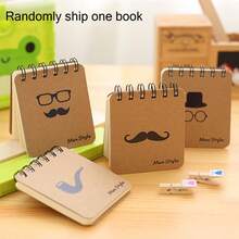 Mini Spiral Notebook, Small Pocket Notepad With Vintage Kraft Paper Cover, Men Style Mustache & Glasses Pattern, Portable Memo Notebook For Office School Daily Notes, 4 Packs > - one-size - View 10