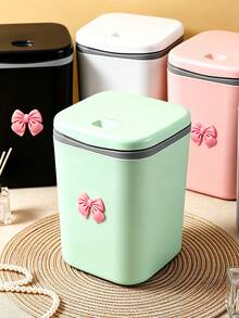 Mini Desktop Trash Can With Lid-Featuring A Butterfly-Themed Design And A Detachable Lid. Suitable For Use In The Home, Office, Kitchen, Vanity, Dining Room, Or Living Room. An Ideal Gift For Family And Friends For Holidays, Birthdays, Or Christmas. - A - View 4