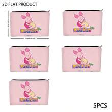 Disney Winnie The Pooh Piglet Print Polyester Cosmetic Bag, Portable Travel Toiletry Pouch With Colorful "PIGLET" Lettering Design, Multiple Specifications Available, Ideal For Travel Organization & Daily Toiletry Storage - Multicolor - View 7