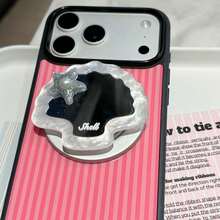 Cute Shell Shape Mirror Magnetic Phone Grip Holder, Pearl Starfish Acrylic MagSafe Phone Socket, Sparkly Wavy Mirror Phone Stand For Girls - Multicolor - View 4