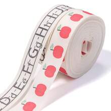 5 Yards/Roll 16mm White Printed Pure Cotton Ribbon, Thickened Cotton Apple Letter Colorful Printed Ribbon For Party, Birthday, Wedding, Flower, Gift Packaging - View 9
