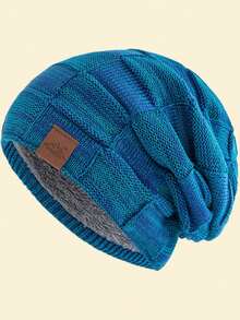 JZML 1件字母裝飾軟款戶外滑雪針織毛帽，附內裡，秋季穿搭 - Fashion Beanie - 查看 28