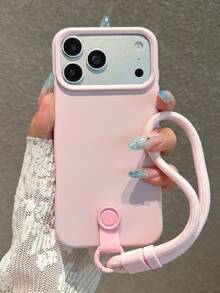 Casing Ponsel Minimalis Dopamine Pink + Tali Pergelangan Tangan Kompatibel dengan iPhone 18 Pro Max/18 Pro/18/17 Pro Max/17 Pro/17/16 Pro Max/16 Pro/16/16 Plus/15/15 Pro Max/15 Pro/15 Plus/11/12/13/14 Pro Max/11 Pro/11 Pro Max/12 Pro/12 Pro Max/13 Pro/13 Pro Max/14 Pro/14 Pro Max/14 Plus Lembut, Perlindungan Penuh, Tahan Guncangan, Kreatif, Unisex - Gelang merah muda + - View 3