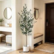 Árbol de olivo artificial de 110-200CM con rama alta, planta falsa con hojas de plástico, planta decorativa de interior, adecuada para decoración del hogar, sala de estar, balcón y jardín P7NE - 140cm/55.12in(811-140) - Ver 1