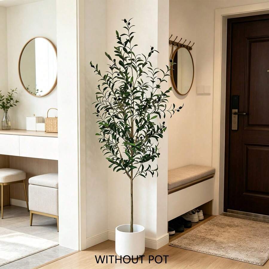 Árbol de olivo artificial de 110-200CM con rama alta, planta falsa con hojas de plástico, planta decorativa de interior, adecuada para decoración del hogar, sala de estar, balcón y jardín P7NE - 140cm/55.12in(811-140) - Ver 1
