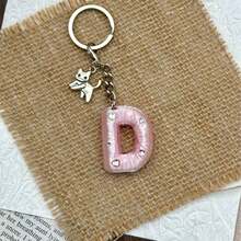 Cute 3D Bubble Letter Keychain, Bright Pink Y2K Preppy Style Initial Key Ring, Car Key Accessory And Personalized Bag Charm, Sweet Bright Pink Initial Key Ring, Cute Car Key And Bag Charm, Sweet Gift For Friends And Girls - Multicolor - View 13