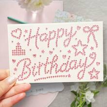 Happy Birthday Shiny Rhinestone Letter Stickers, Sparkling Crystal Gem Stickers, DIY Handmade Art Stickers, Suitable For Baby Shower Party Decoration - Multicolor - View 5