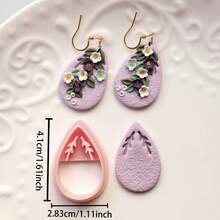 Asymmetrical Geometric Pattern Polymer Clay Cutting Molds, Arch, Asymmetrical Rectangle, Polygon, Water Drop Shaped Clay Cutting Molds, DIY Handmade Earring Pendant Brooch Making Tools, Compatible With Polymer Clay, 3D Printed, Clean Cut, Handmade Jewelry Floral DIY Craft Accessories - Geometric - View 13