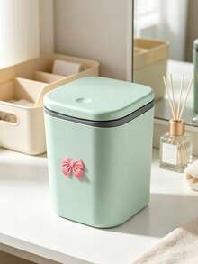 Mini Desktop Trash Can With Lid-Featuring A Butterfly-Themed Design And A Detachable Lid. Suitable For Use In The Home, Office, Kitchen, Vanity, Dining Room, Or Living Room. An Ideal Gift For Family And Friends For Holidays, Birthdays, Or Christmas. - Multicolor - View 5