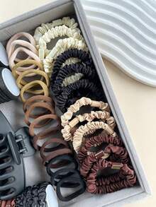 457pcs Women's Hair Accessories Set, Includes Claw Clips, Hair Ties, High Elasticity Hair Bands And Headbands, Multiple Neutral Hair Clips, Suitable For Daily Wear - Multicolor - View 9