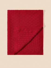 1pc Baby Knitted Blanket With Cross Pattern, Soft & Fashionable Throw Blanket For Daily Use - Red - View 1