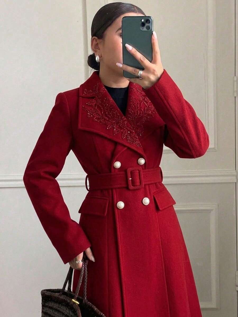 Women Overcoats - Red - View 1